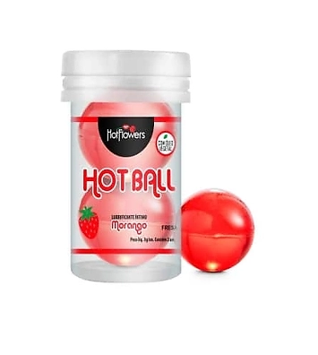 Лубрикант AROMATIC HOT BALL на масляной основе в виде двух шариков (аромат клубники)